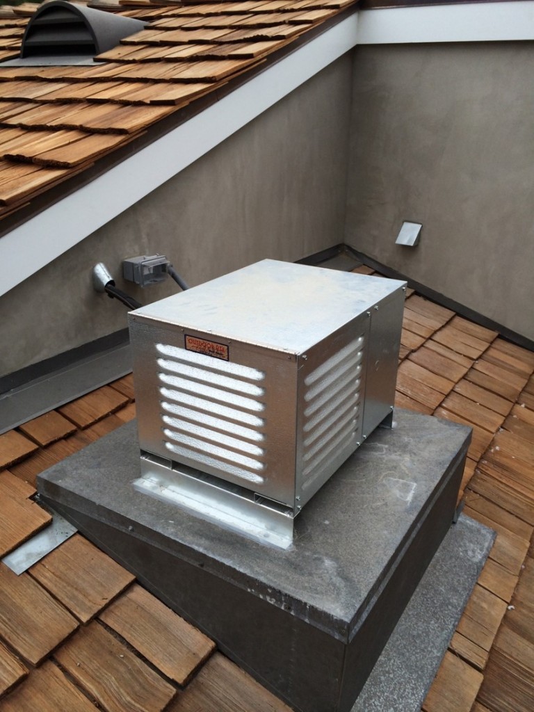 the compressor and condensing unit could be fitted onto the roof - Newport Beach Project