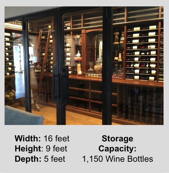 Awesome custom wine room in Orange County, California with cooling unit.